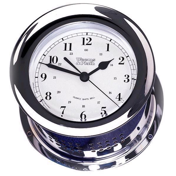 WEEMS & PLATH CHROME PLATED ATLANTIS QUARTZ SHIP'S BELL CLOCK