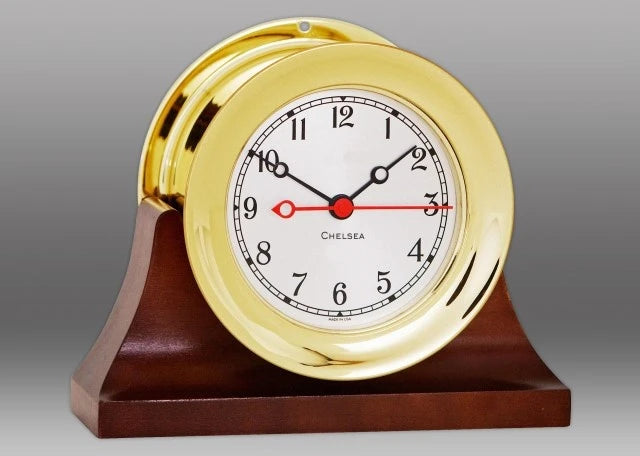 CHELSEA 4.5" Shipstrike Quartz Clock on Contemporary Base