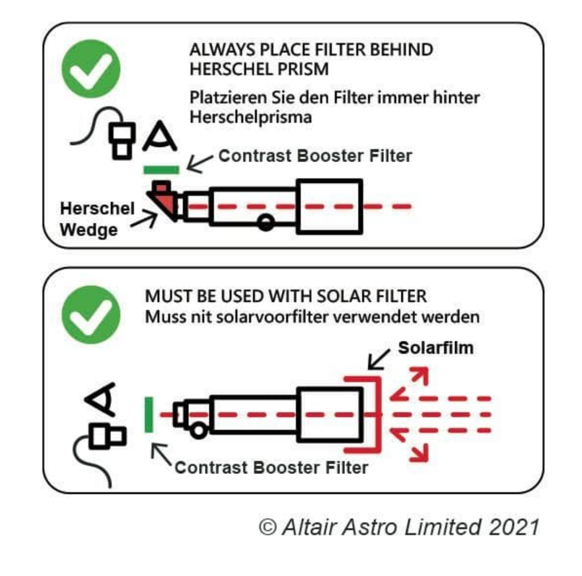 Altair Solar Contrast Booster Filter 8nm - 540nm Continuum 1.25"