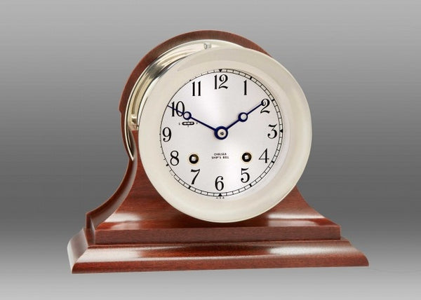 CHELSEA 4.5" Ship's Bell w-Hinge Bezel Nickel on Double Base w-Barometer - 1