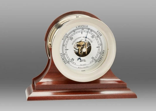 CHELSEA 4.5" Ship's Bell Barometer Nickel on Traditional Base