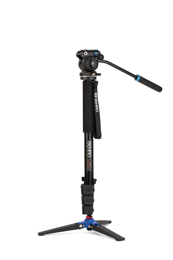 Benro A38FD Series 3 AL Monopod with Locking 3-Leg Base & S2PRO Head - 4 Leg Sections, Flip Lock Leg Release - 1