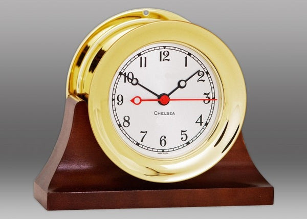 CHELSEA 4.5" Shipstrike Quartz Clock on Contemporary Base - 1